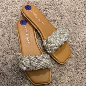 Sincerly Jules Silver Braided Women's Sandals